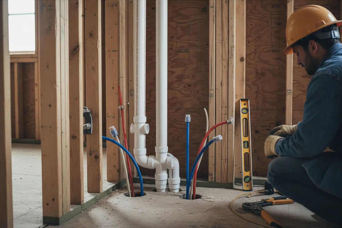 Drain and supply rough-in during Leak Detection in Garrison