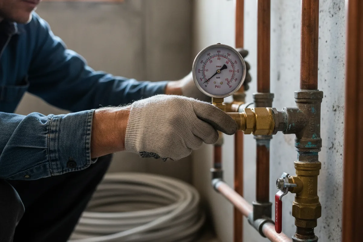 Pressure testing a repaired line during Water Line Repair in Garrison
